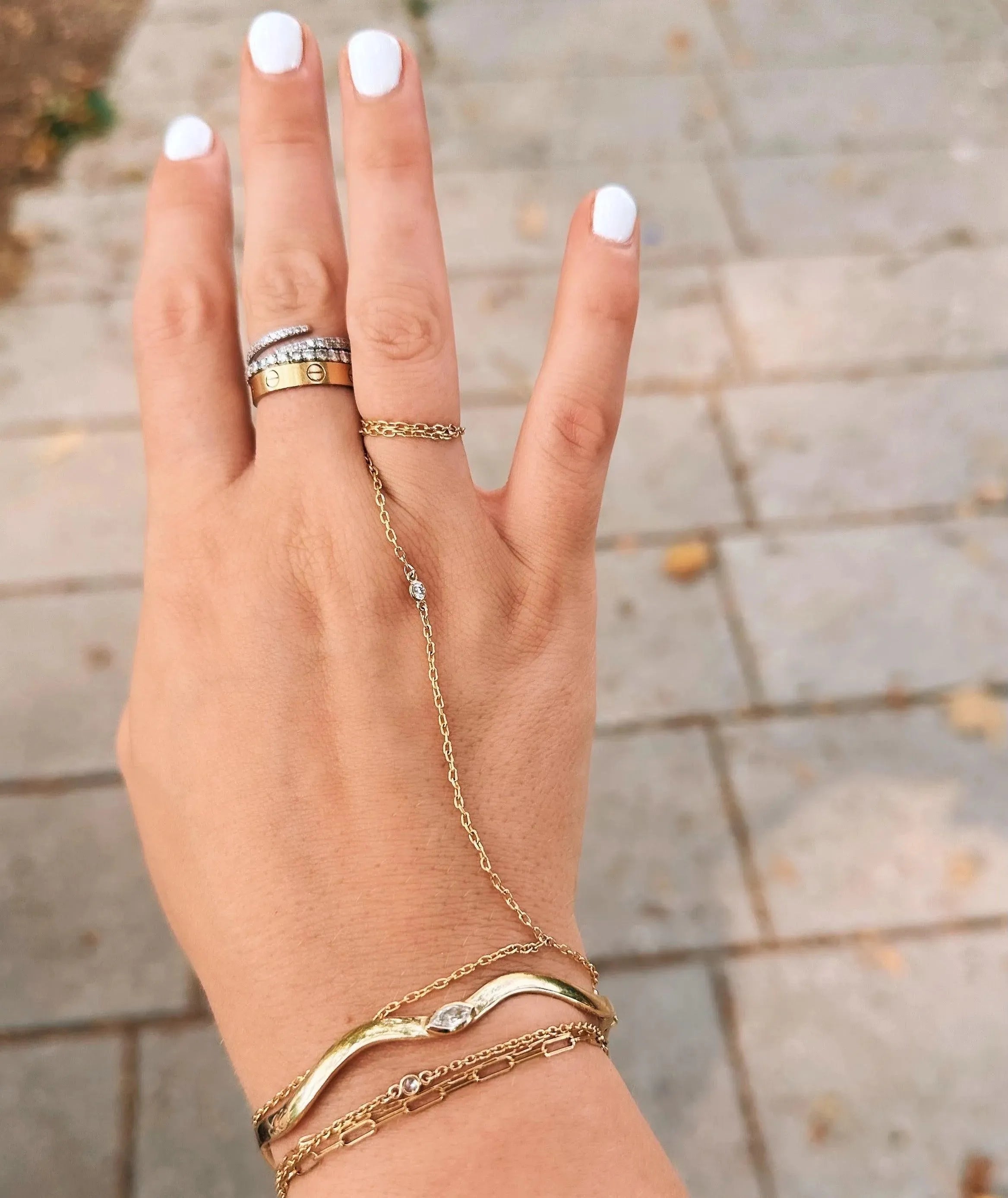 Diamond Hand Chain Bracelet - With Olivia Grace