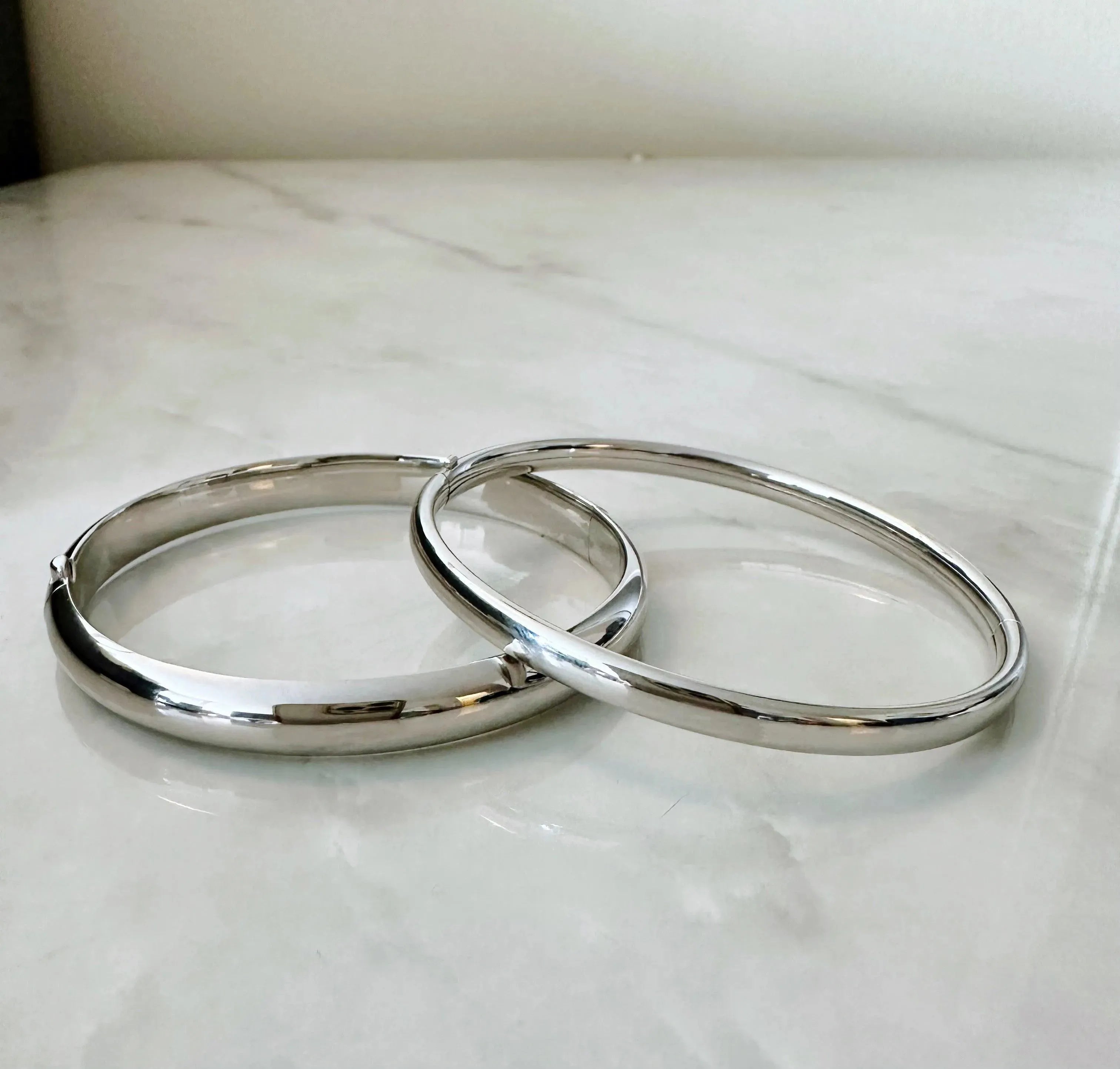 Simply Silver- Small Round Bangle - With Olivia Grace