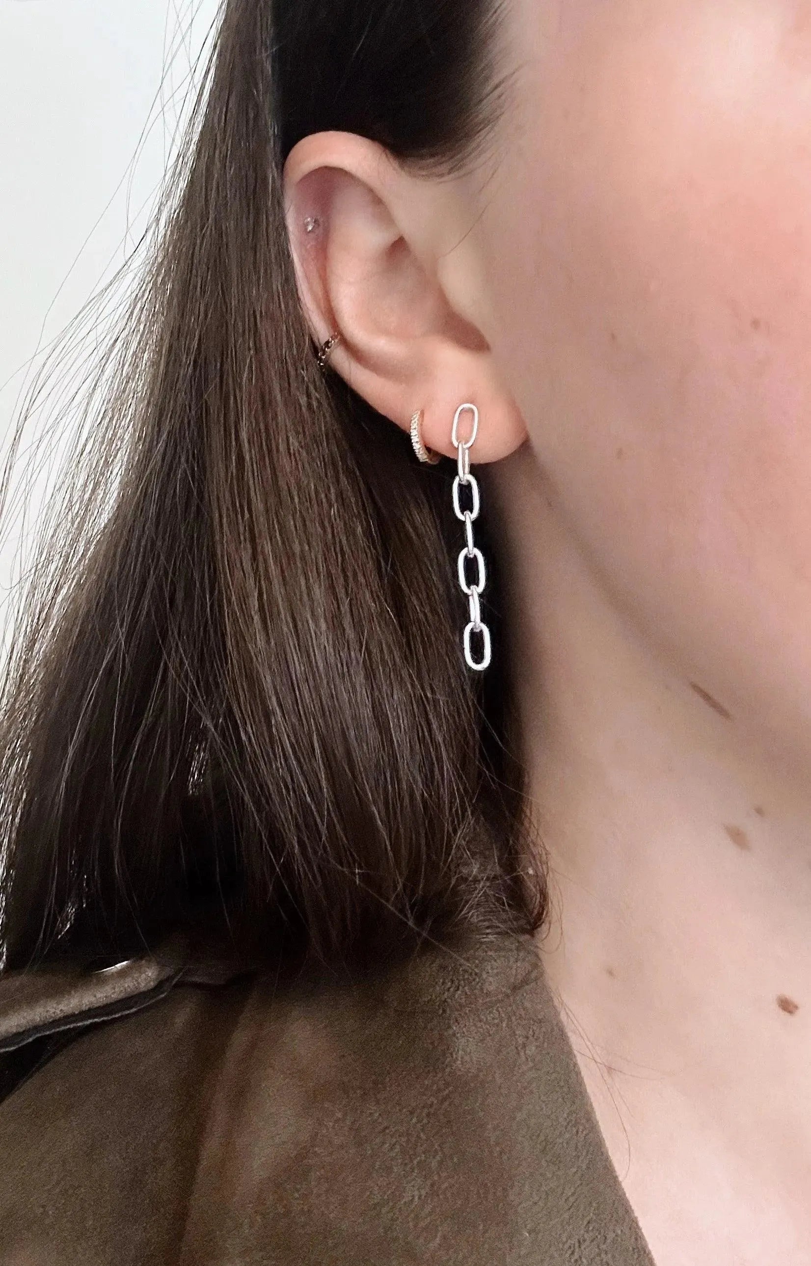 Simply Silver-Cable Chain Earrings - With Olivia Grace
