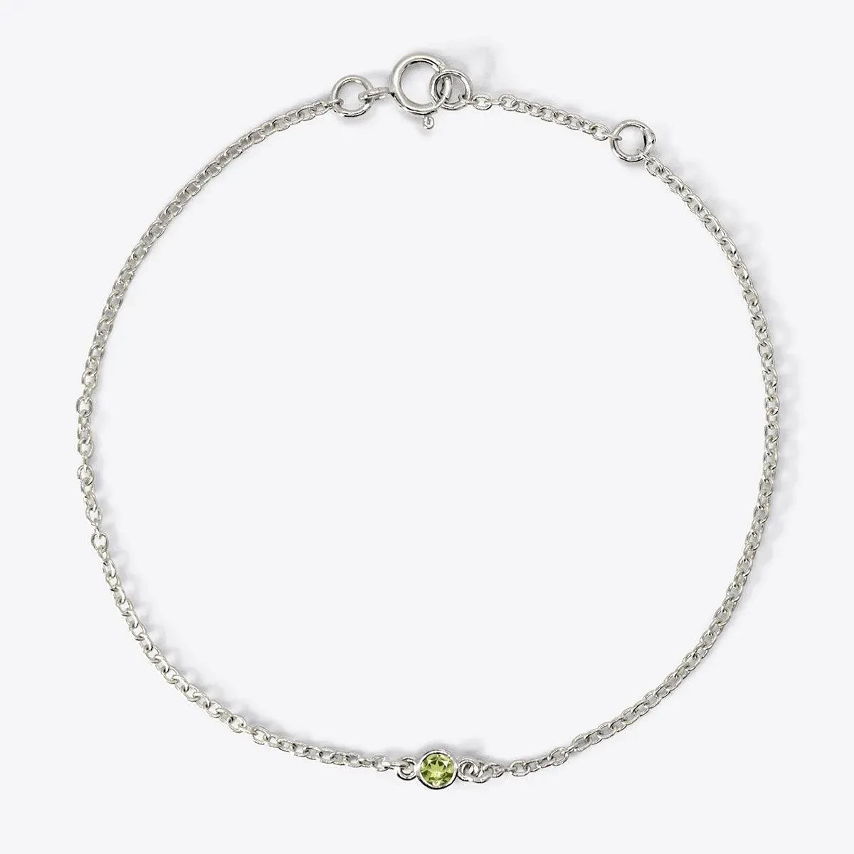 Mini Bezel-Set Round Birthstone White Gold Bracelet - With Olivia Grace