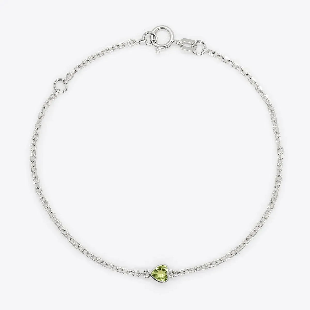 Heart Birthstone Bezel-Set White Gold Bracelet - With Olivia Grace