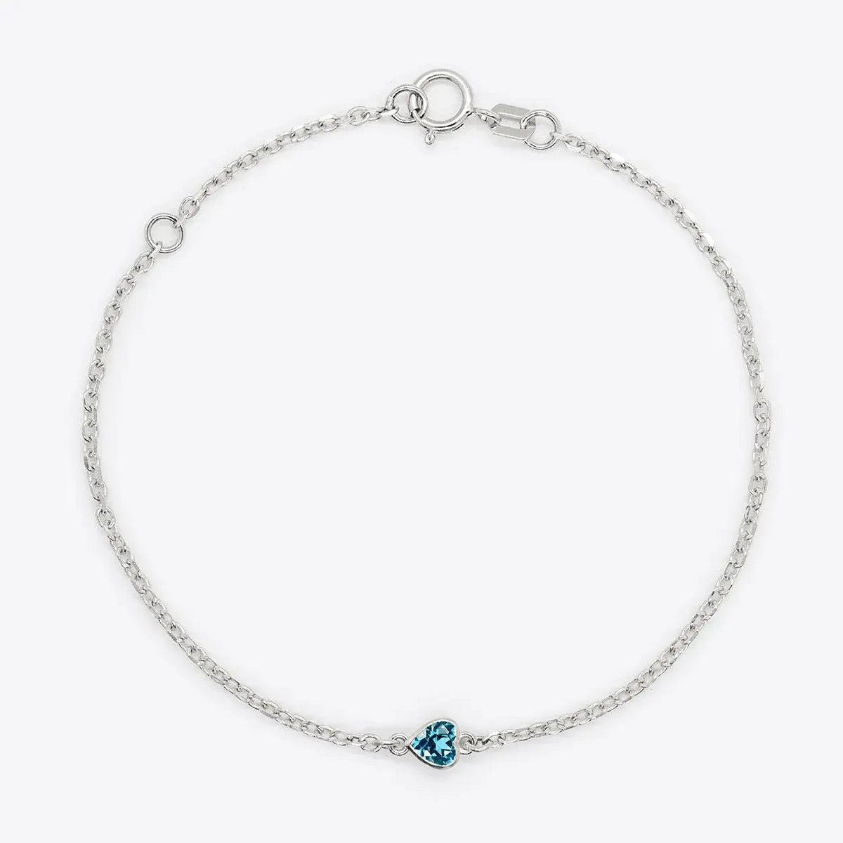 Heart Birthstone Bezel-Set White Gold Bracelet - With Olivia Grace