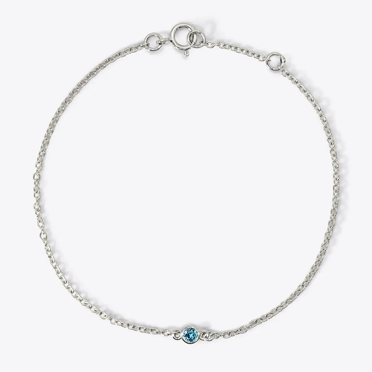 Mini Bezel-Set Round Birthstone White Gold Bracelet - With Olivia Grace