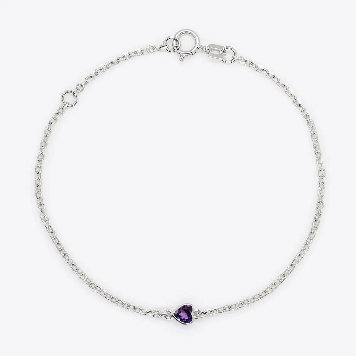 Heart Birthstone Bezel-Set White Gold Bracelet - With Olivia Grace