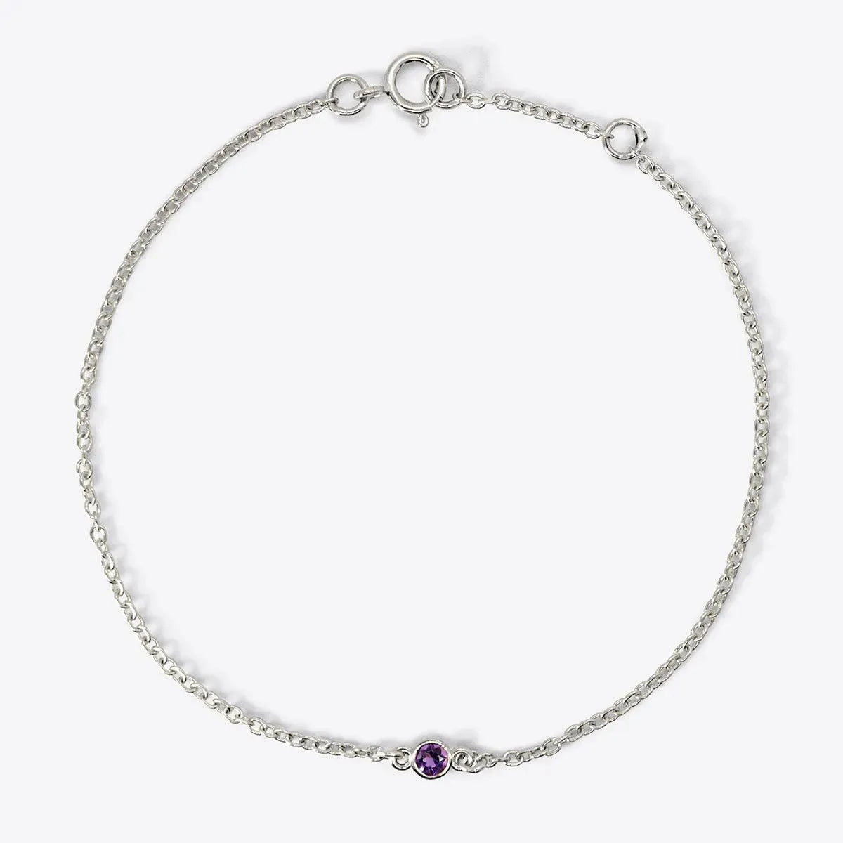 Mini Bezel-Set Round Birthstone White Gold Bracelet - With Olivia Grace