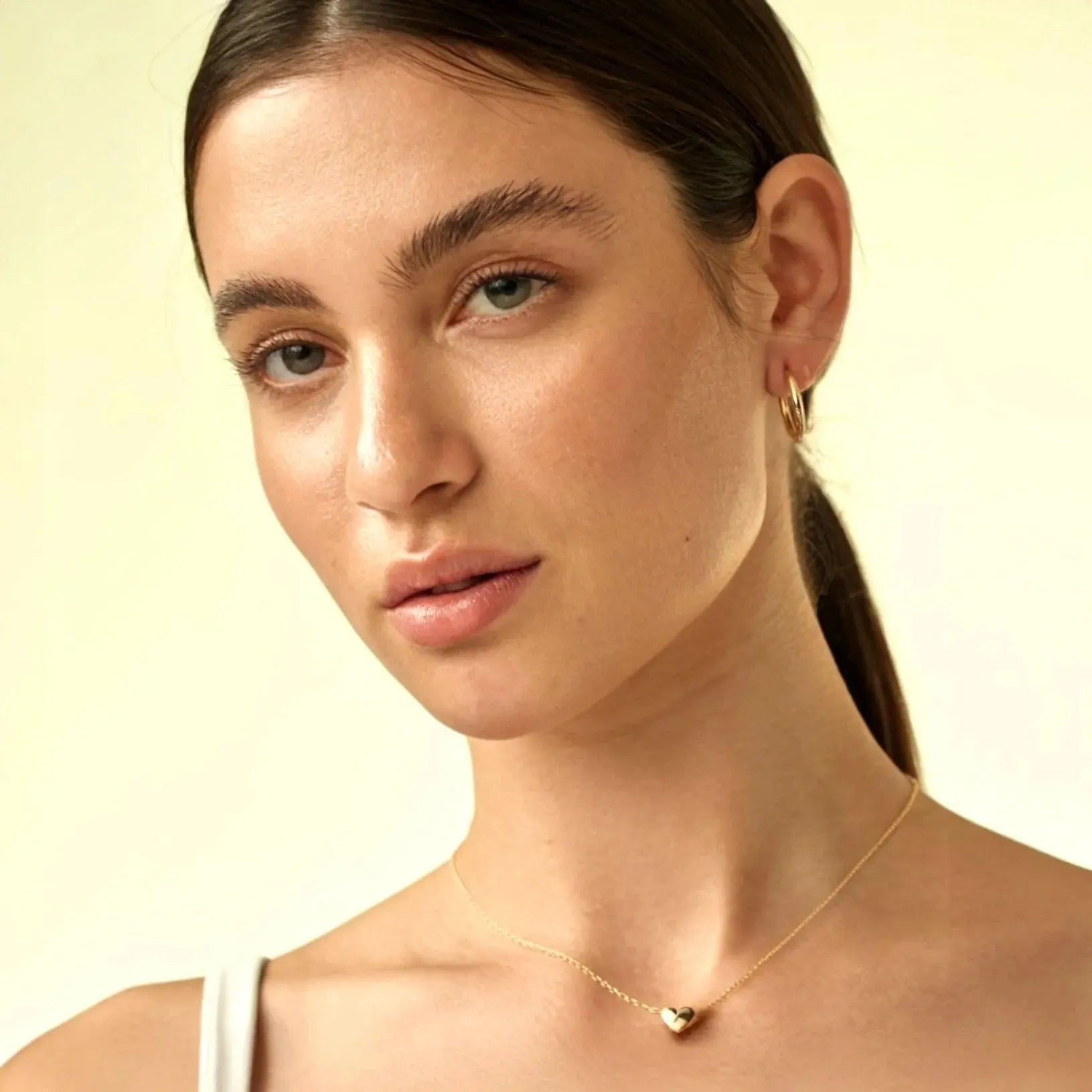 Gold Puffy Heart Necklace - With Olivia Grace