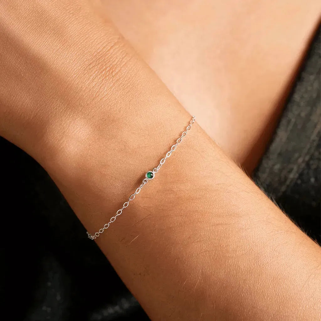 Mini Bezel-Set Round Birthstone Bracelet - With Olivia Grace