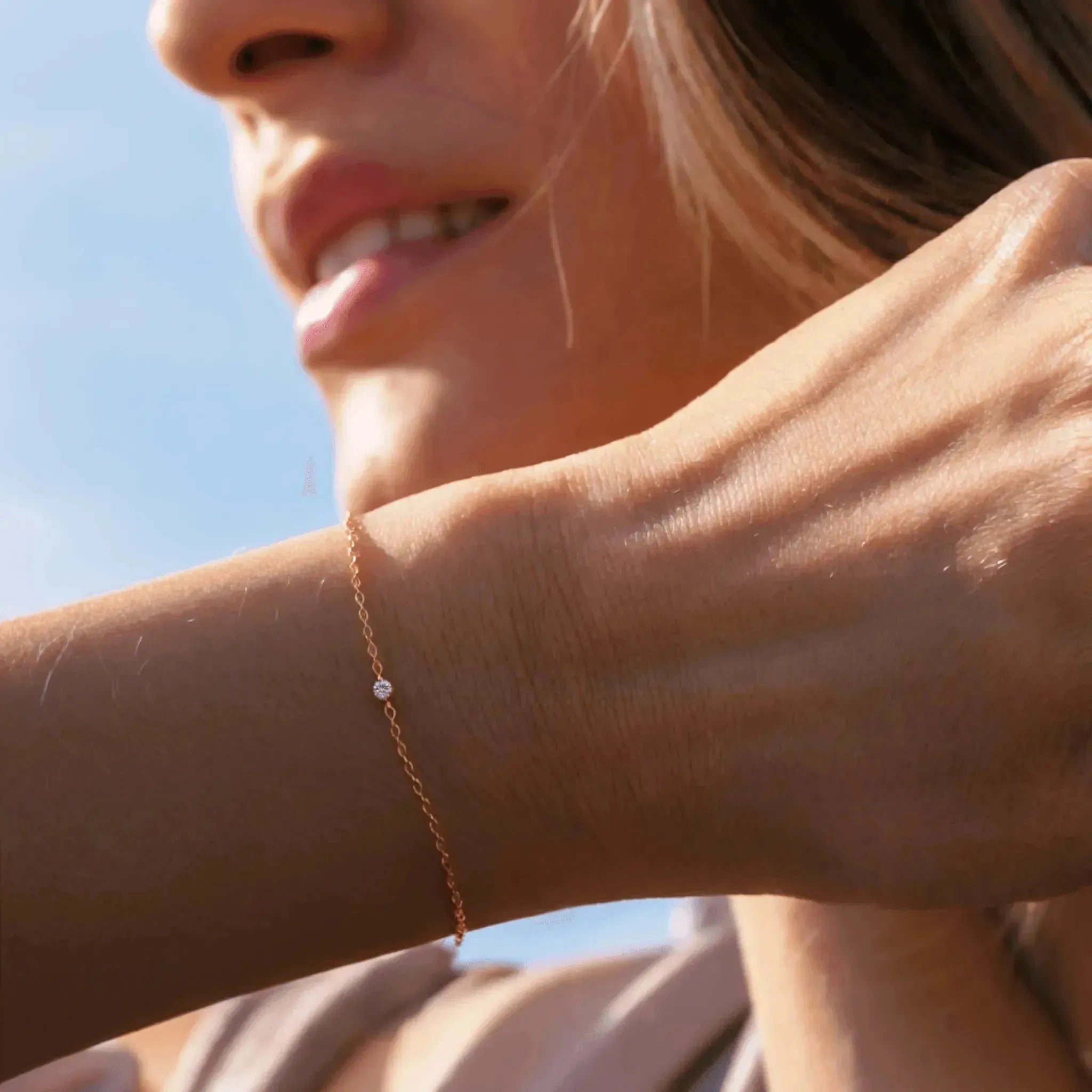 Mini Bezel-Set Round Birthstone Bracelet - With Olivia Grace