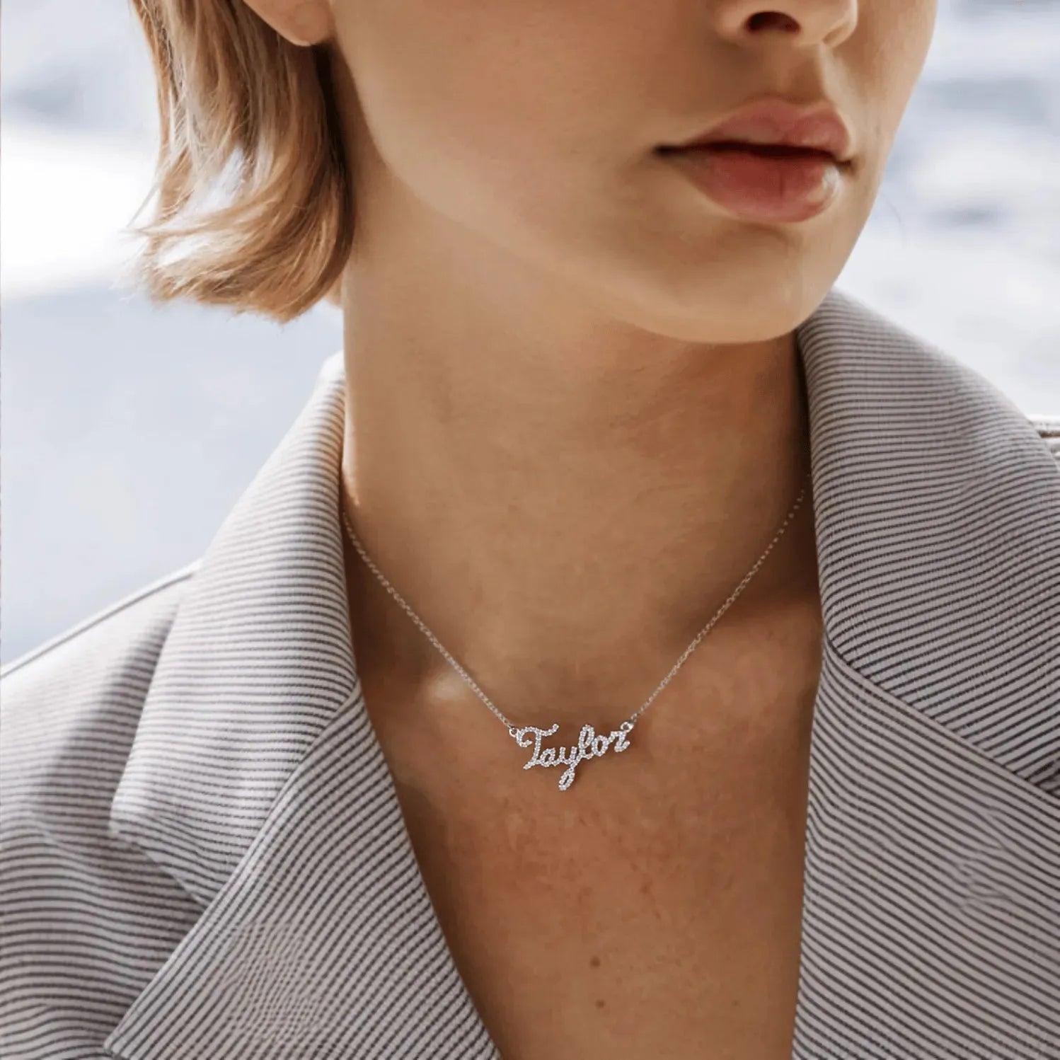 Personalized Diamond Script Name Necklace - With Olivia Grace