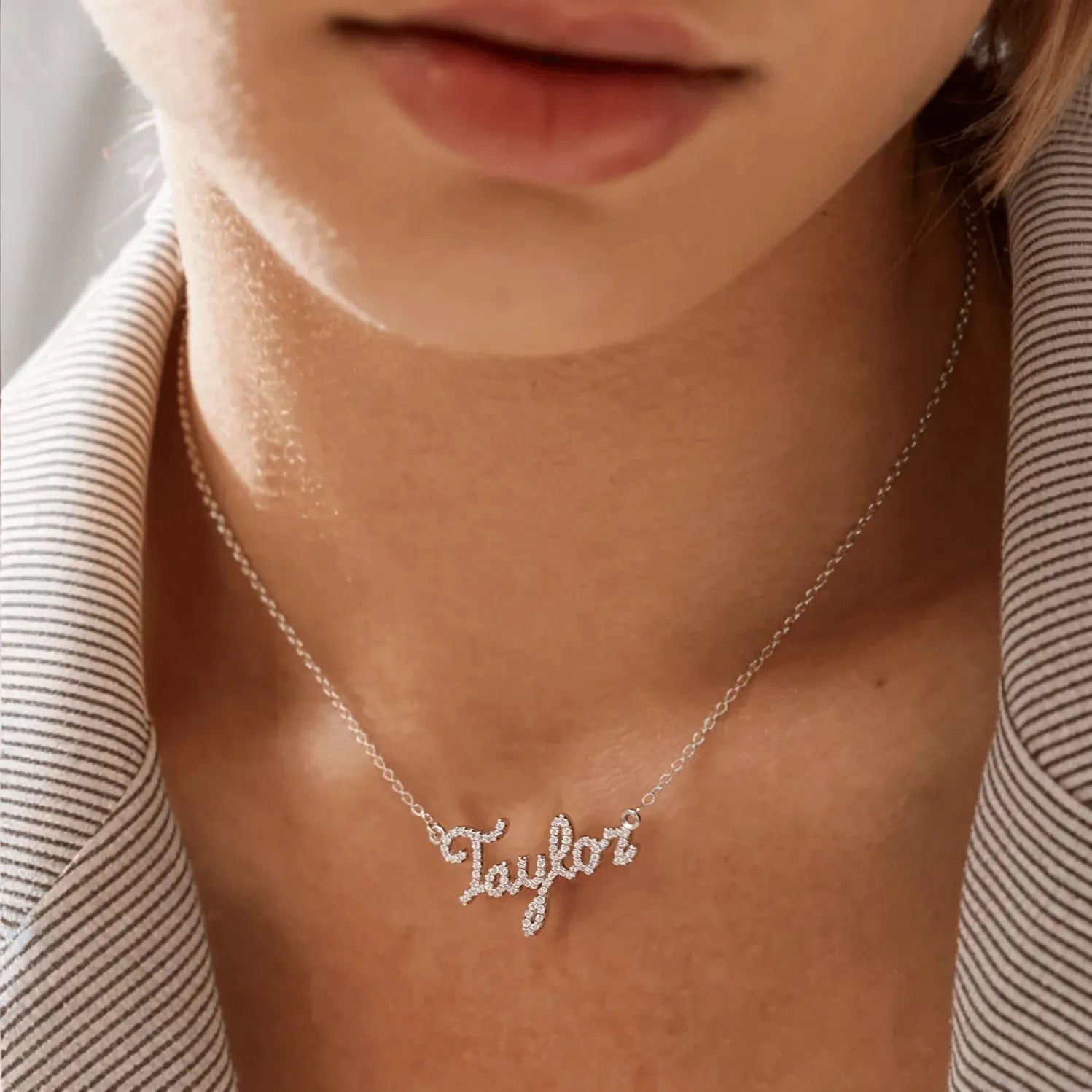 Personalized Diamond Script Name Necklace - With Olivia Grace