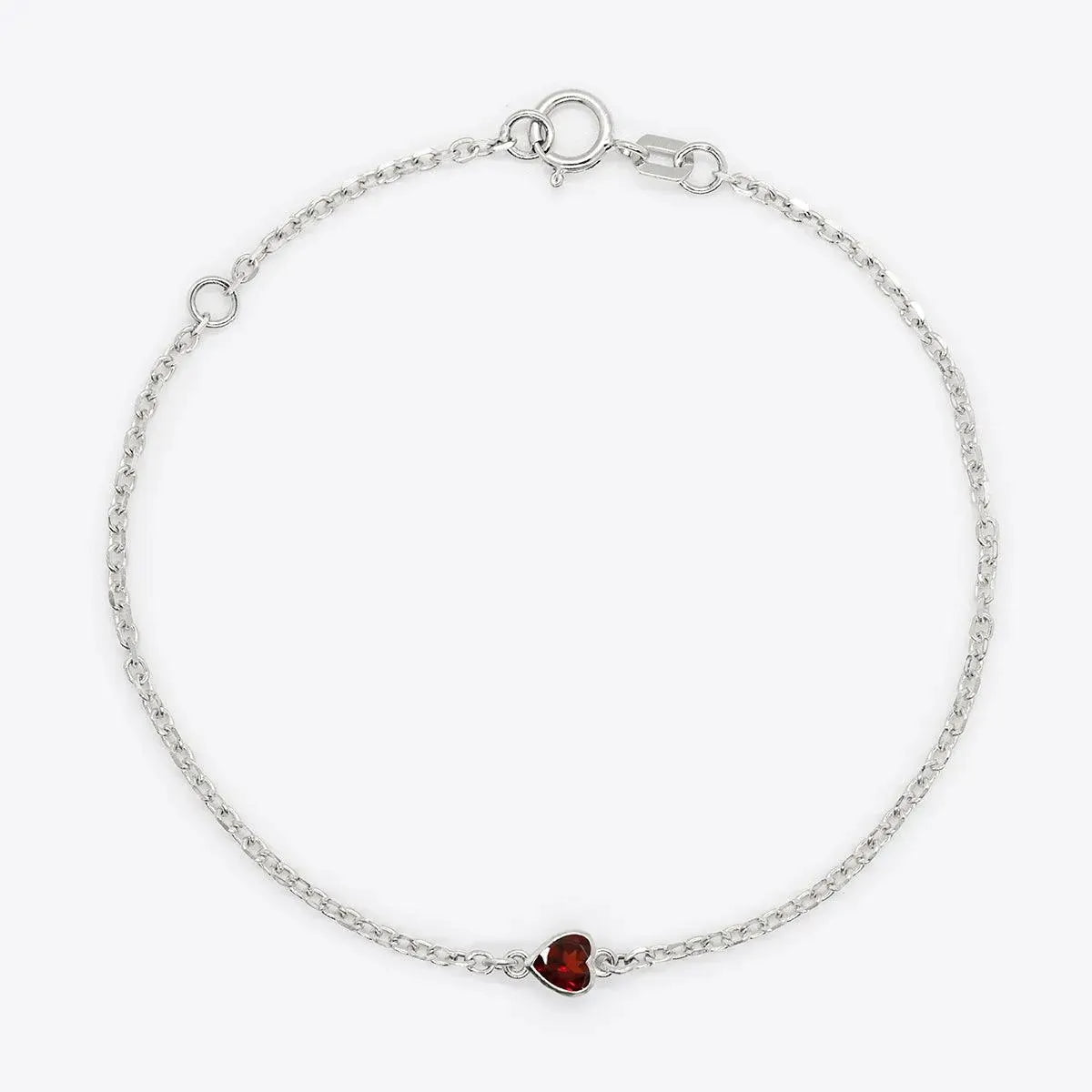 Heart Birthstone Bezel-Set White Gold Bracelet - With Olivia Grace