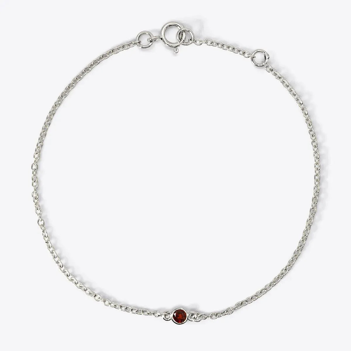 Mini Bezel-Set Round Birthstone White Gold Bracelet - With Olivia Grace
