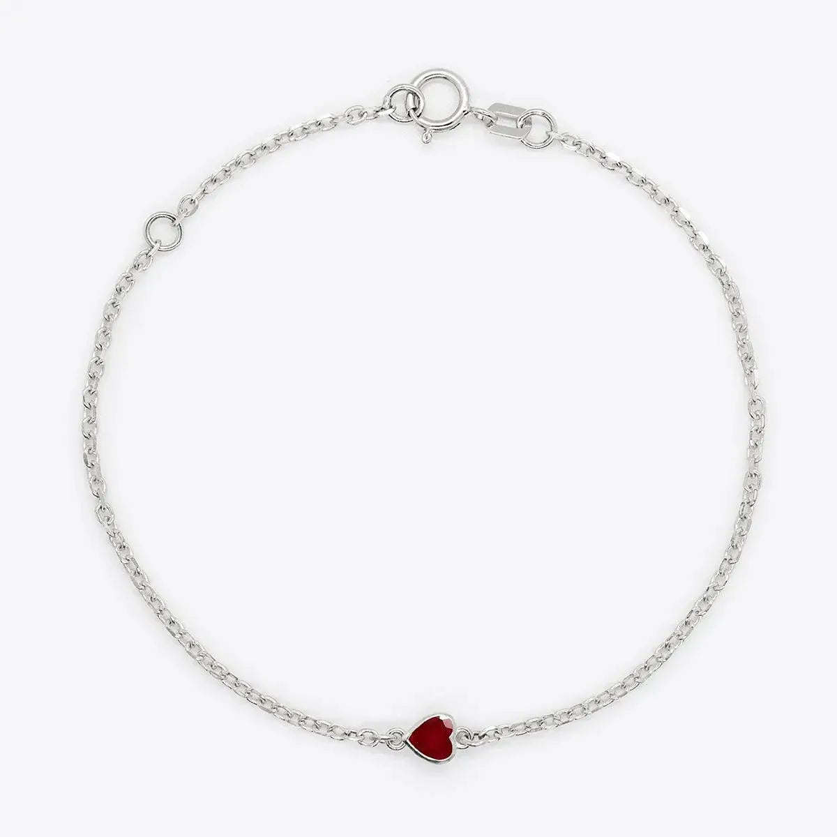 Heart Birthstone Bezel-Set White Gold Bracelet - With Olivia Grace