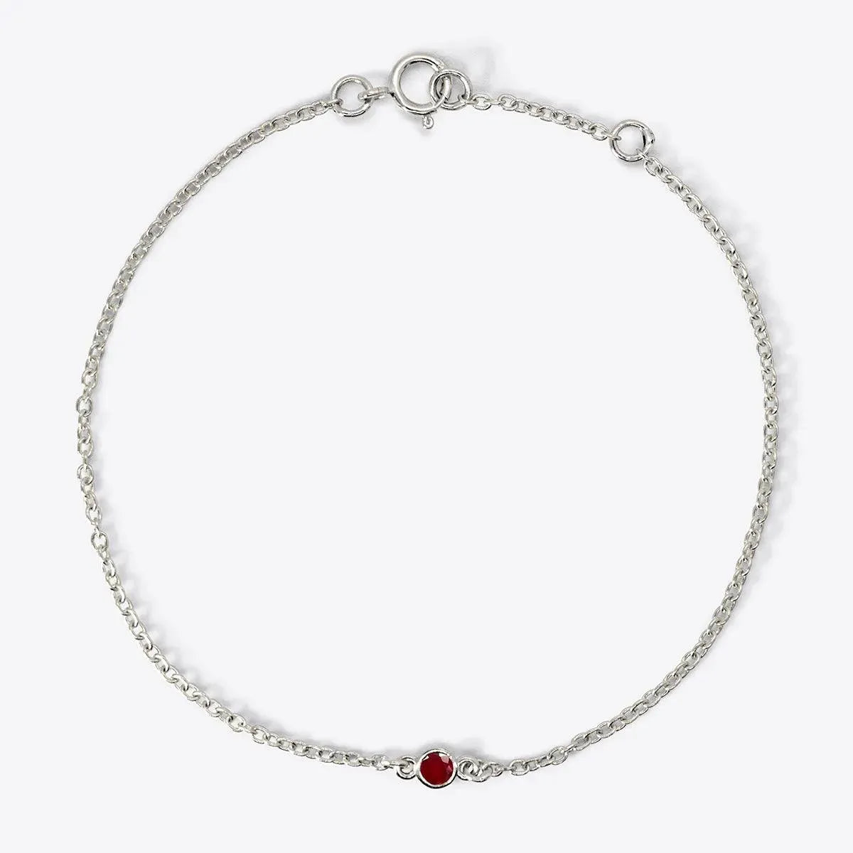 Mini Bezel-Set Round Birthstone White Gold Bracelet - With Olivia Grace
