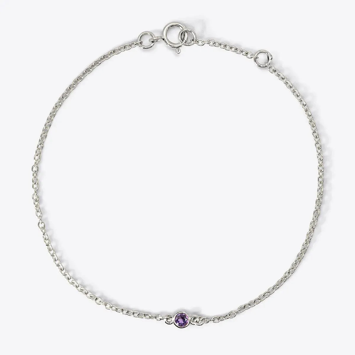 Mini Bezel-Set Round Birthstone White Gold Bracelet - With Olivia Grace