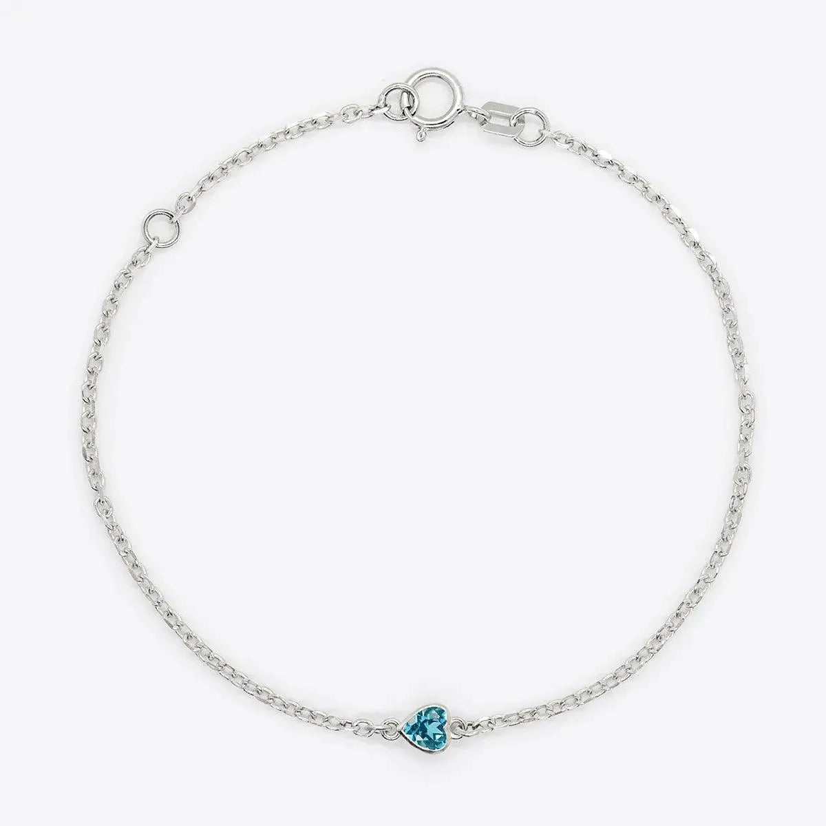 Heart Birthstone Bezel-Set White Gold Bracelet - With Olivia Grace