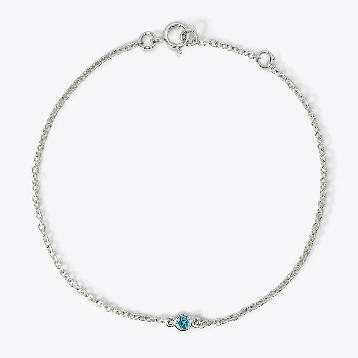 Mini Bezel-Set Round Birthstone White Gold Bracelet - With Olivia Grace