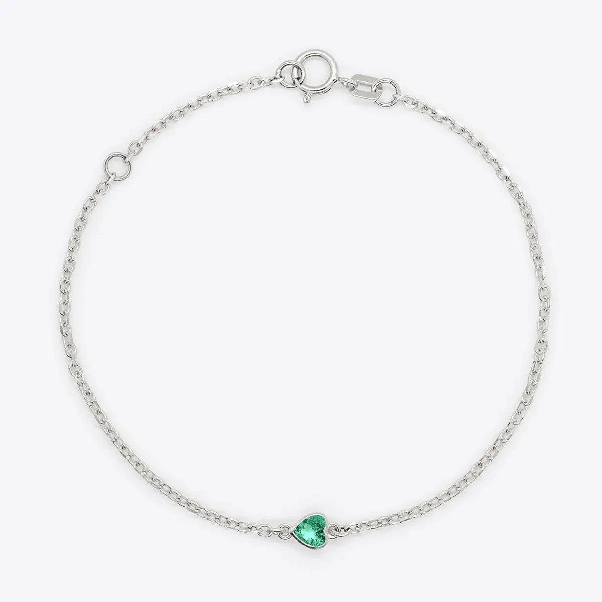 Heart Birthstone Bezel-Set White Gold Bracelet - With Olivia Grace