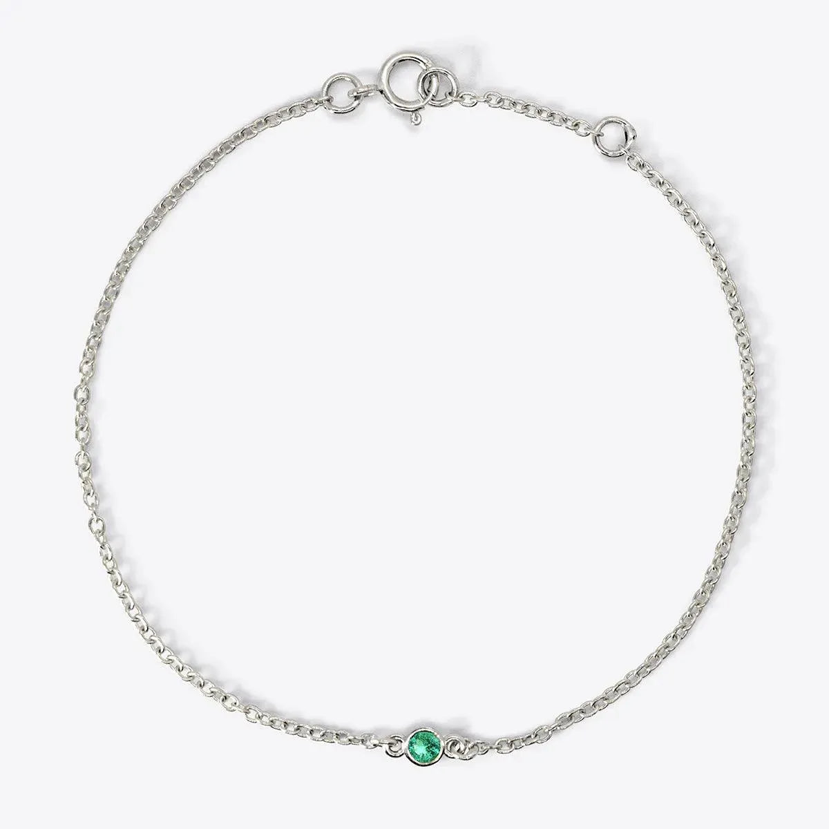 Mini Bezel-Set Round Birthstone White Gold Bracelet - With Olivia Grace