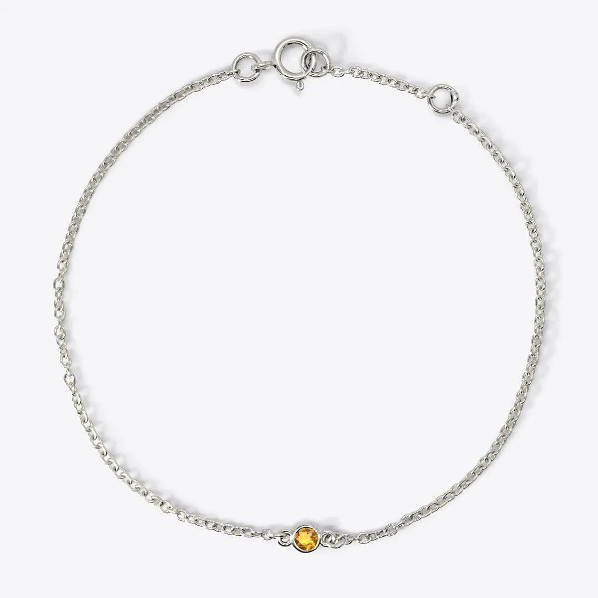 Mini Bezel-Set Round Birthstone White Gold Bracelet - With Olivia Grace