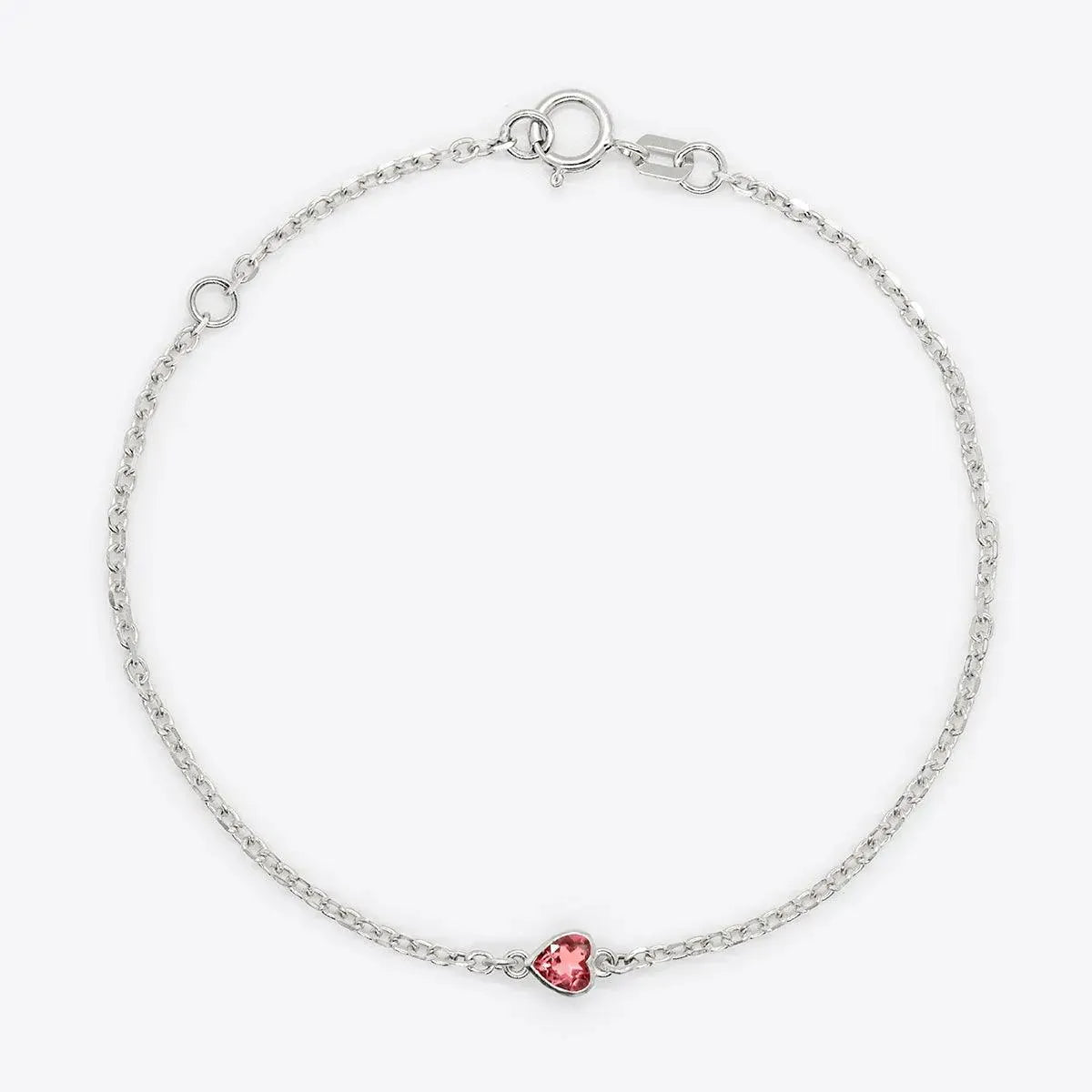 Heart Birthstone Bezel-Set White Gold Bracelet - With Olivia Grace