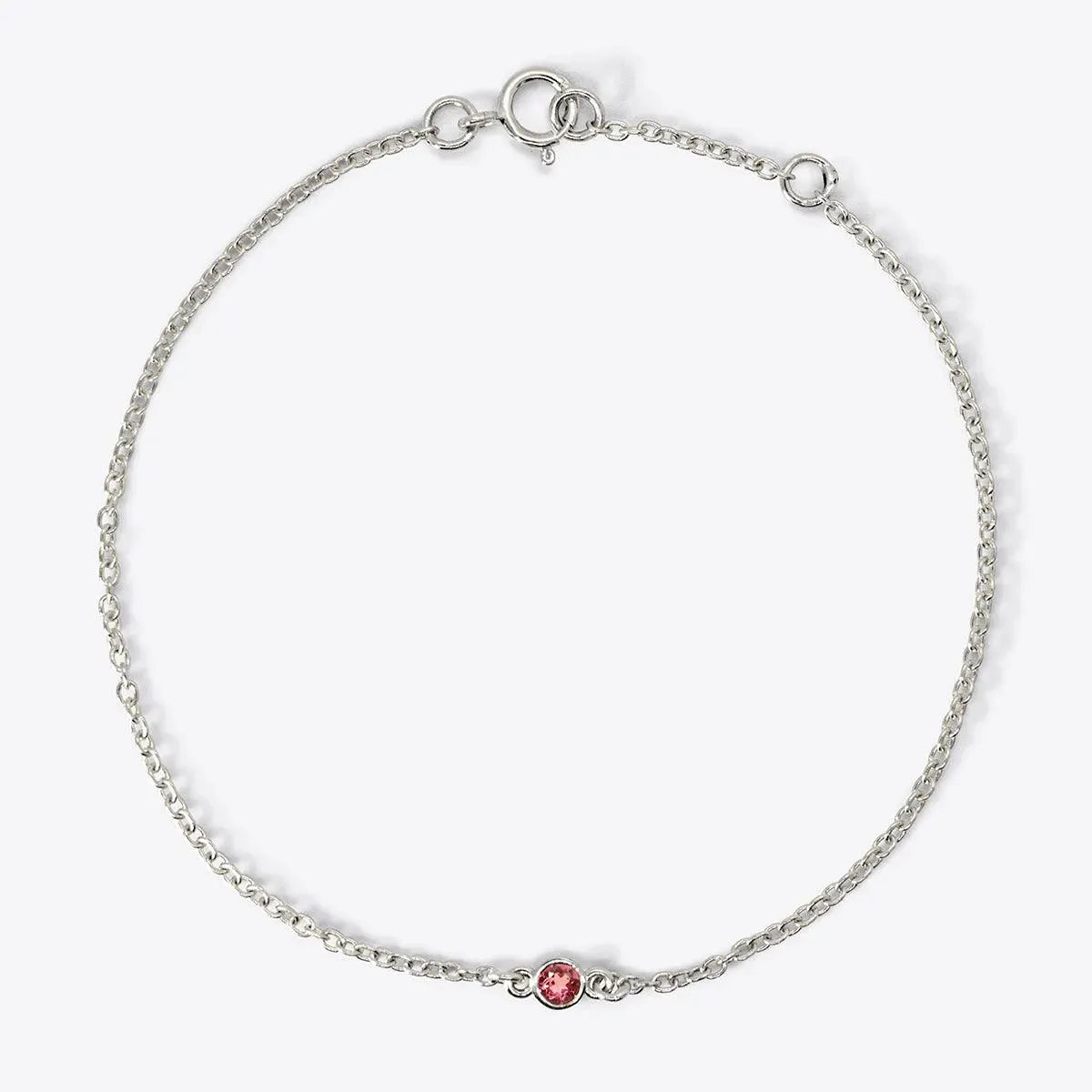 Mini Bezel-Set Round Birthstone White Gold Bracelet - With Olivia Grace