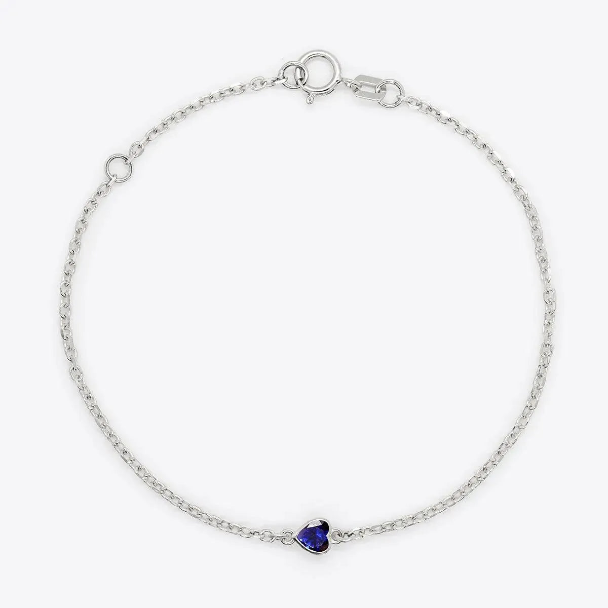 Heart Birthstone Bezel-Set White Gold Bracelet - With Olivia Grace