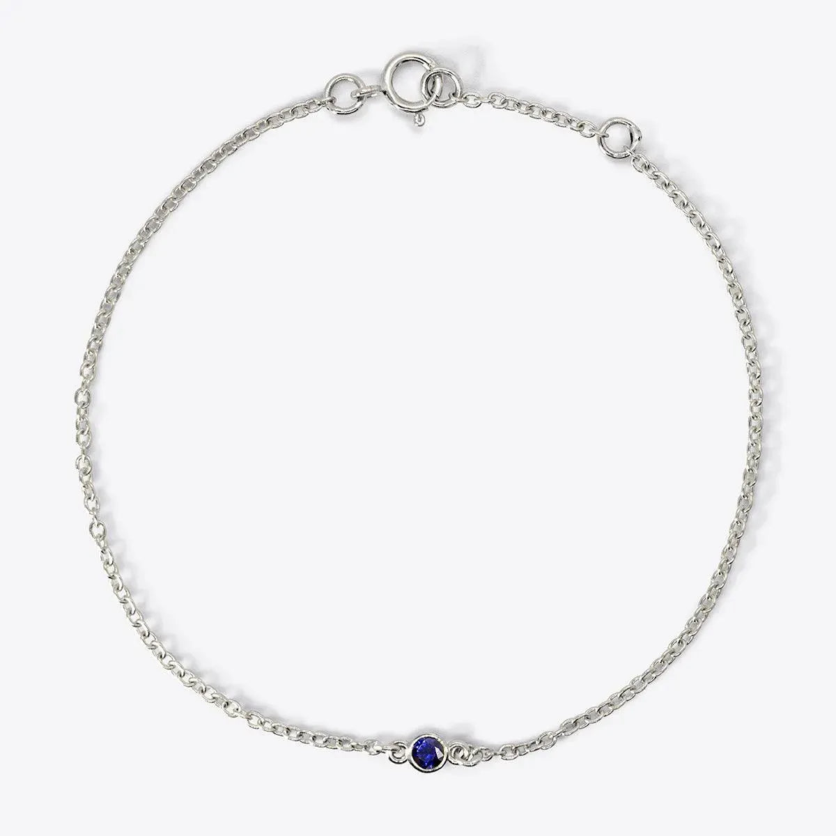 Mini Bezel-Set Round Birthstone White Gold Bracelet - With Olivia Grace