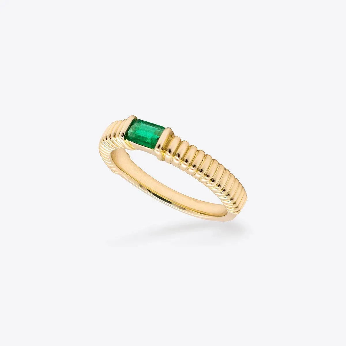Emerald Fluted Gold Ring - With Olivia Grace