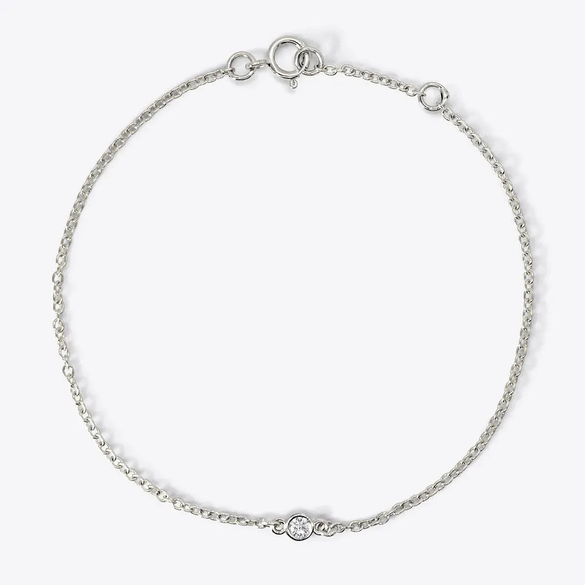 Mini Bezel-Set Round Birthstone White Gold Bracelet - With Olivia Grace