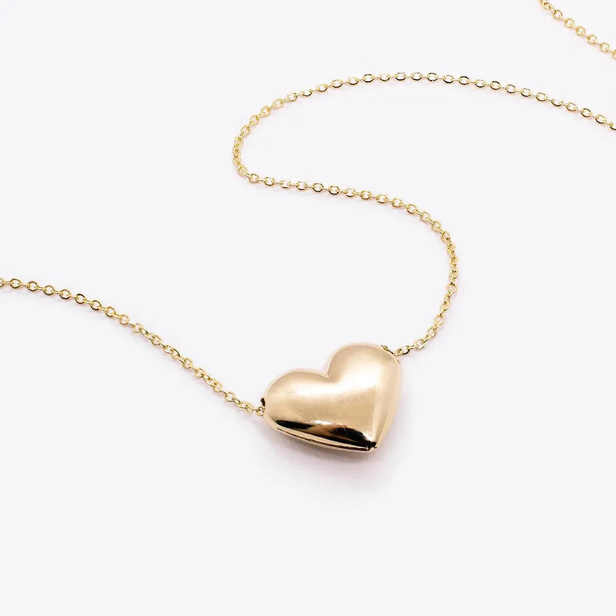 Gold Puffy Heart Necklace - With Olivia Grace