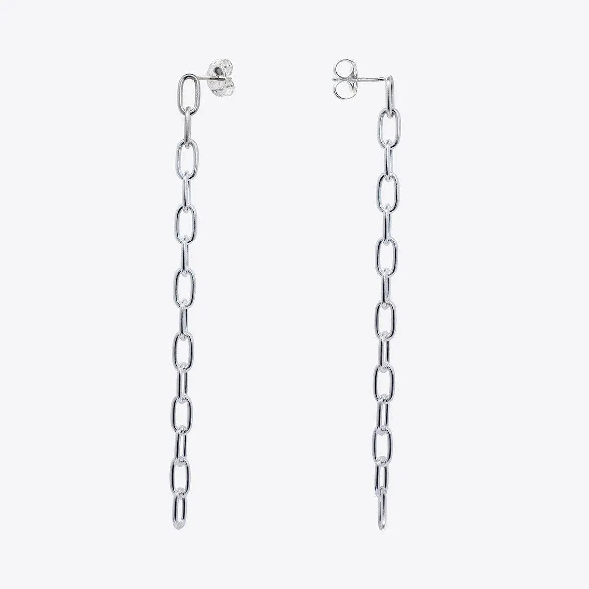 Simply Silver-Long Cable Chain Earrings - With Olivia Grace