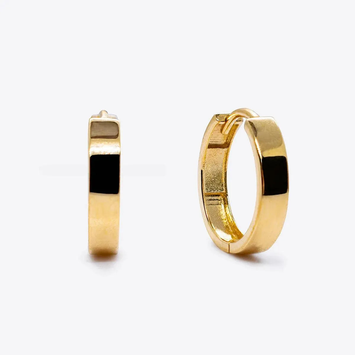 Gold Polished Square Huggies - With Olivia Grace