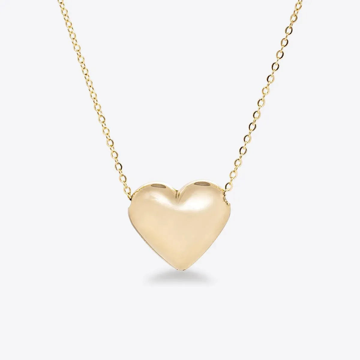 Gold Puffy Heart Necklace - With Olivia Grace