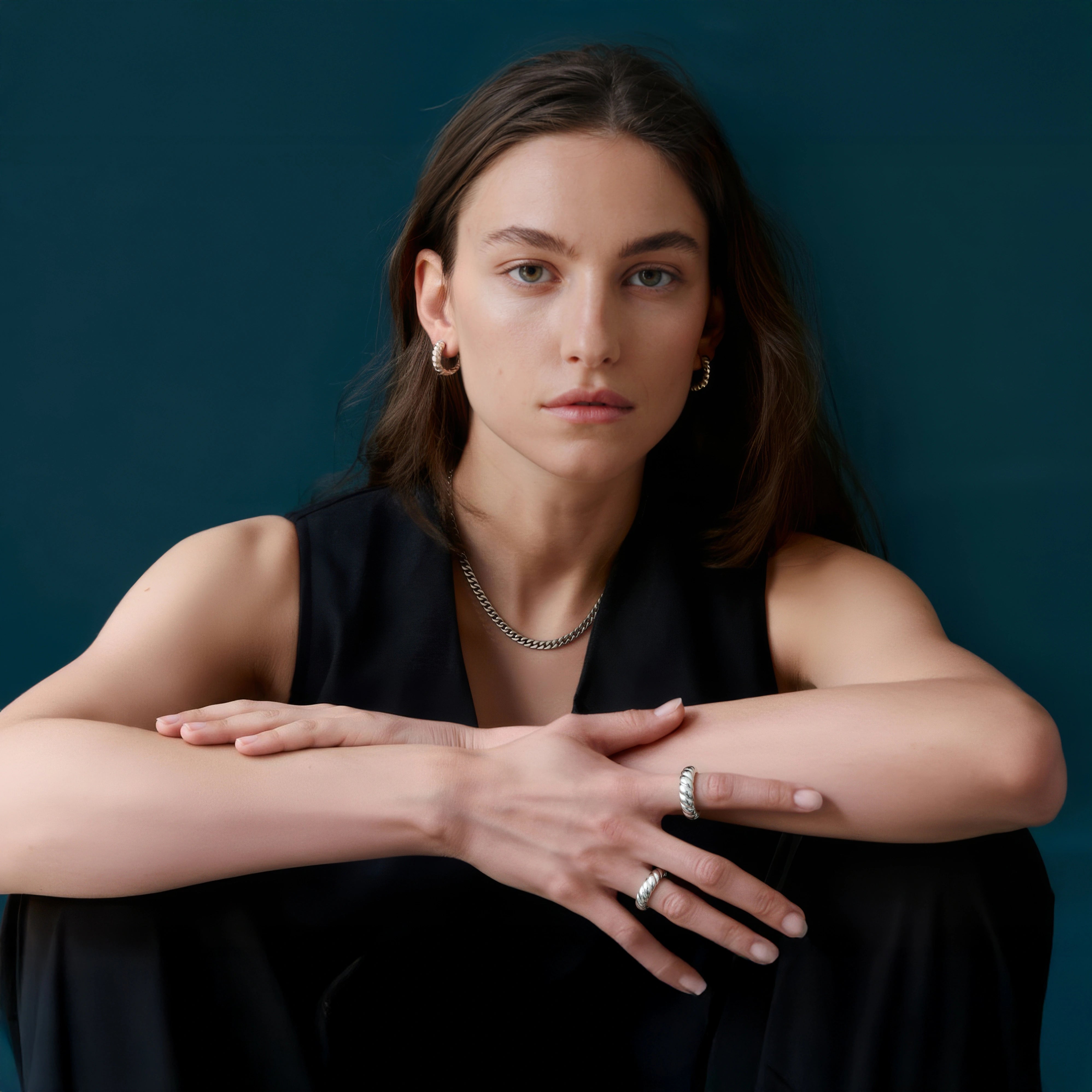 Simply Silver- Croissant Hoop Earrings