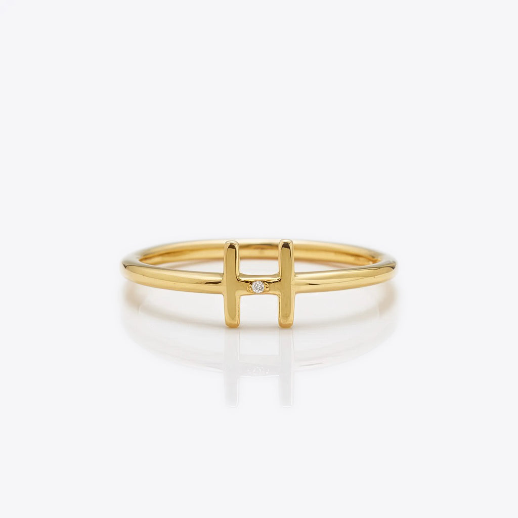 Gold and Diamond Initial Ring