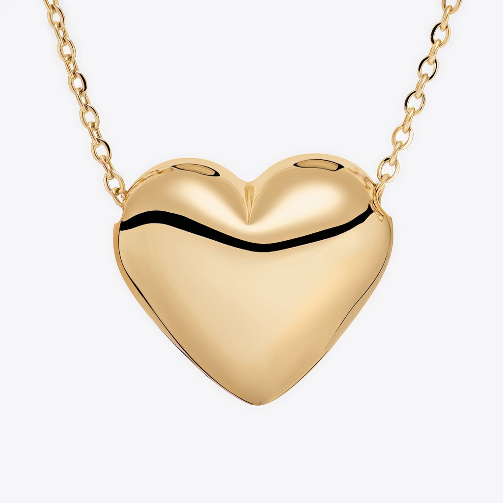 Gold Puffy Heart Necklace