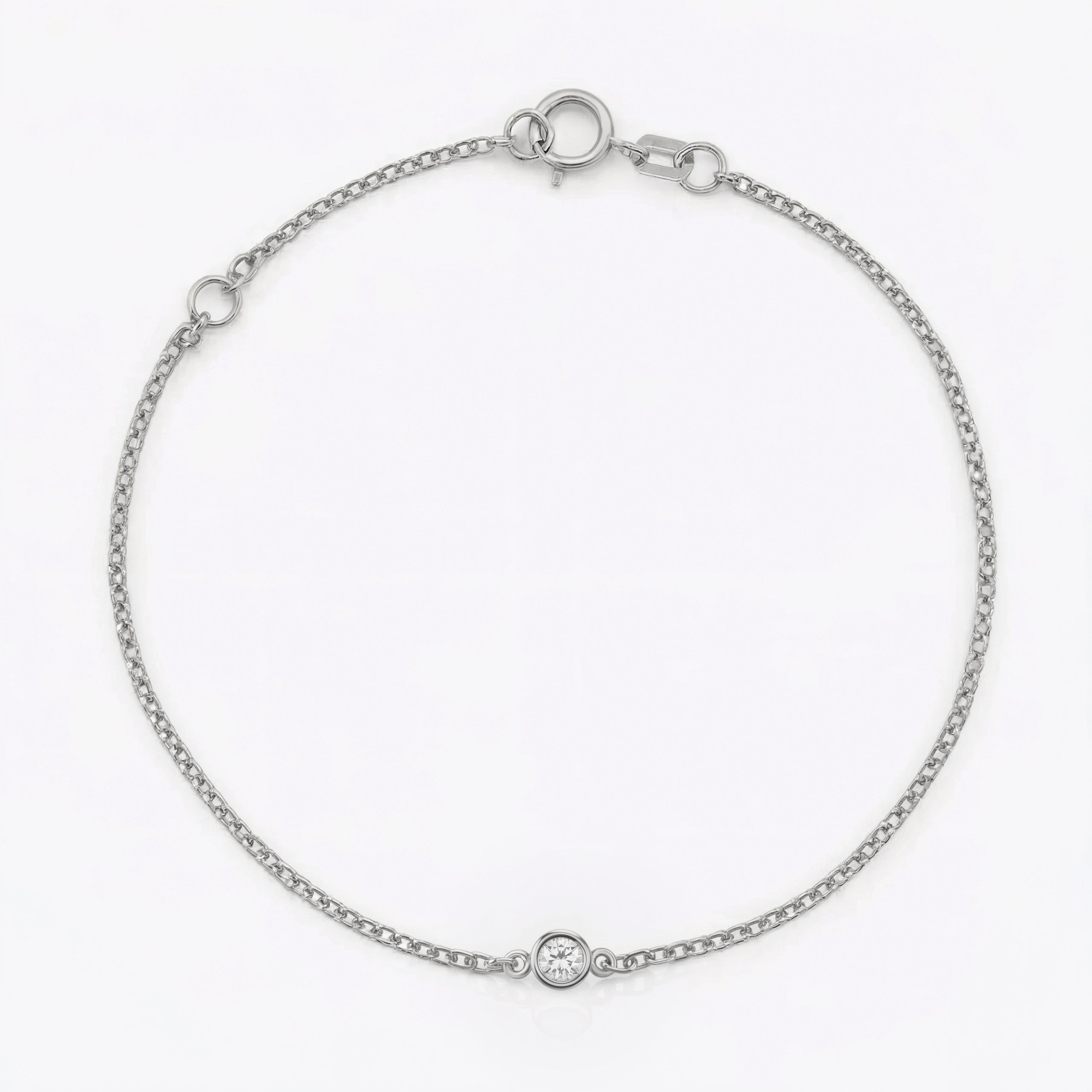 Mini Bezel-Set Round Birthstone White Gold Bracelet