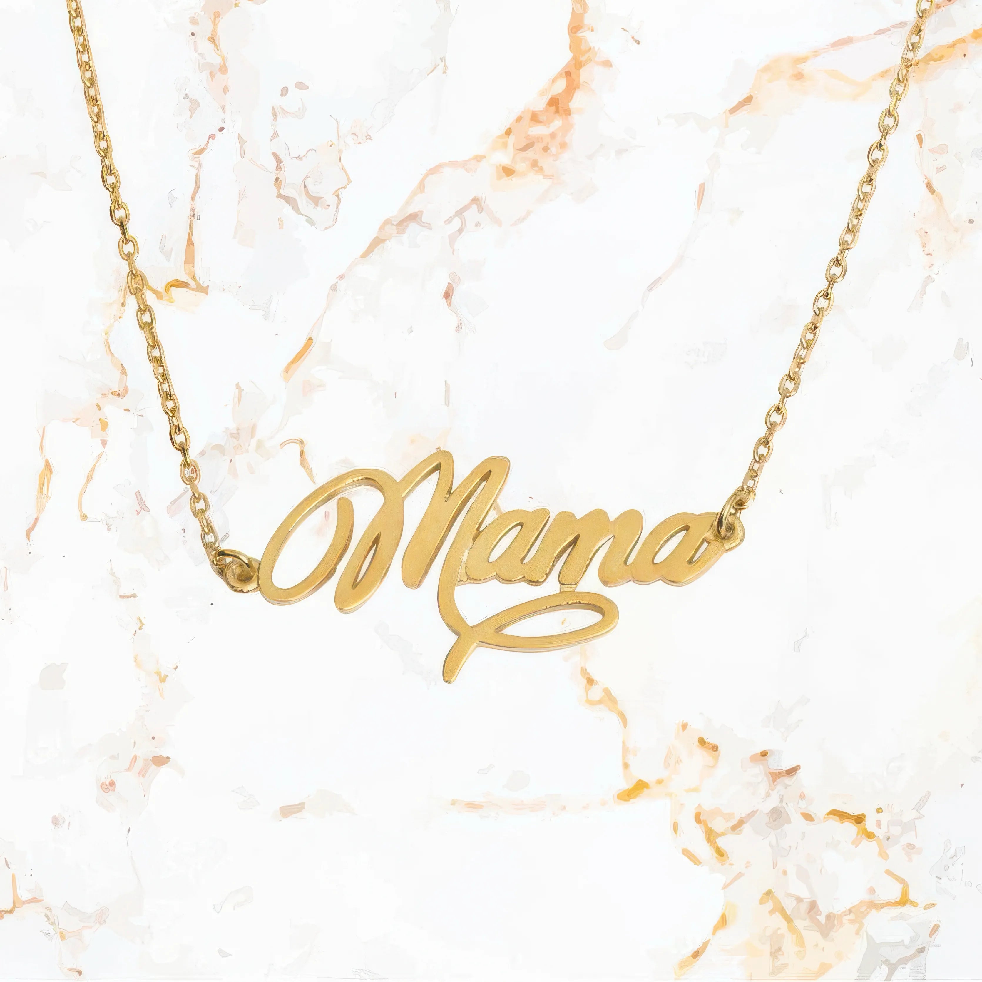 Motherhood-themed initial necklace from our special Collab