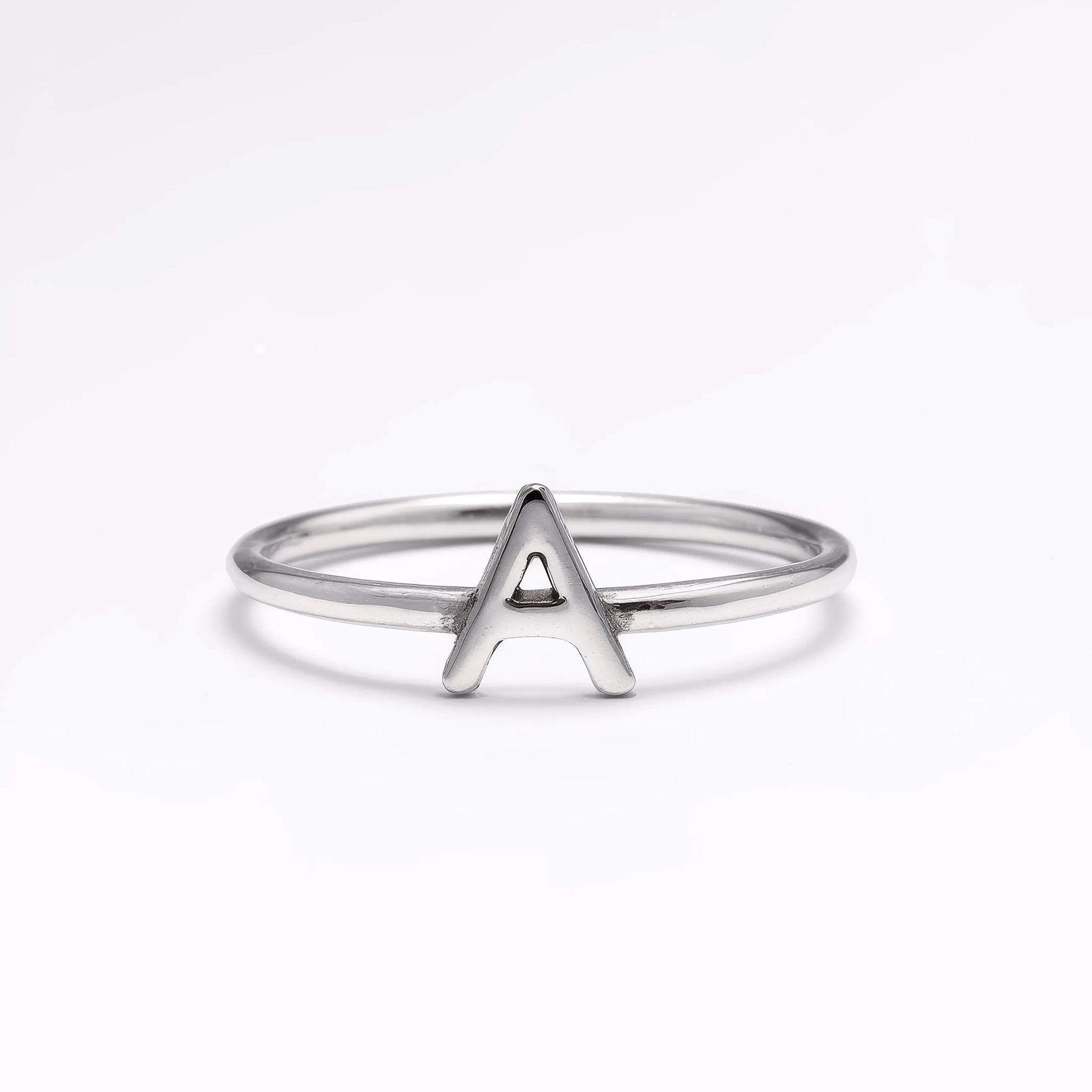 Silver Stackable Initial Ring