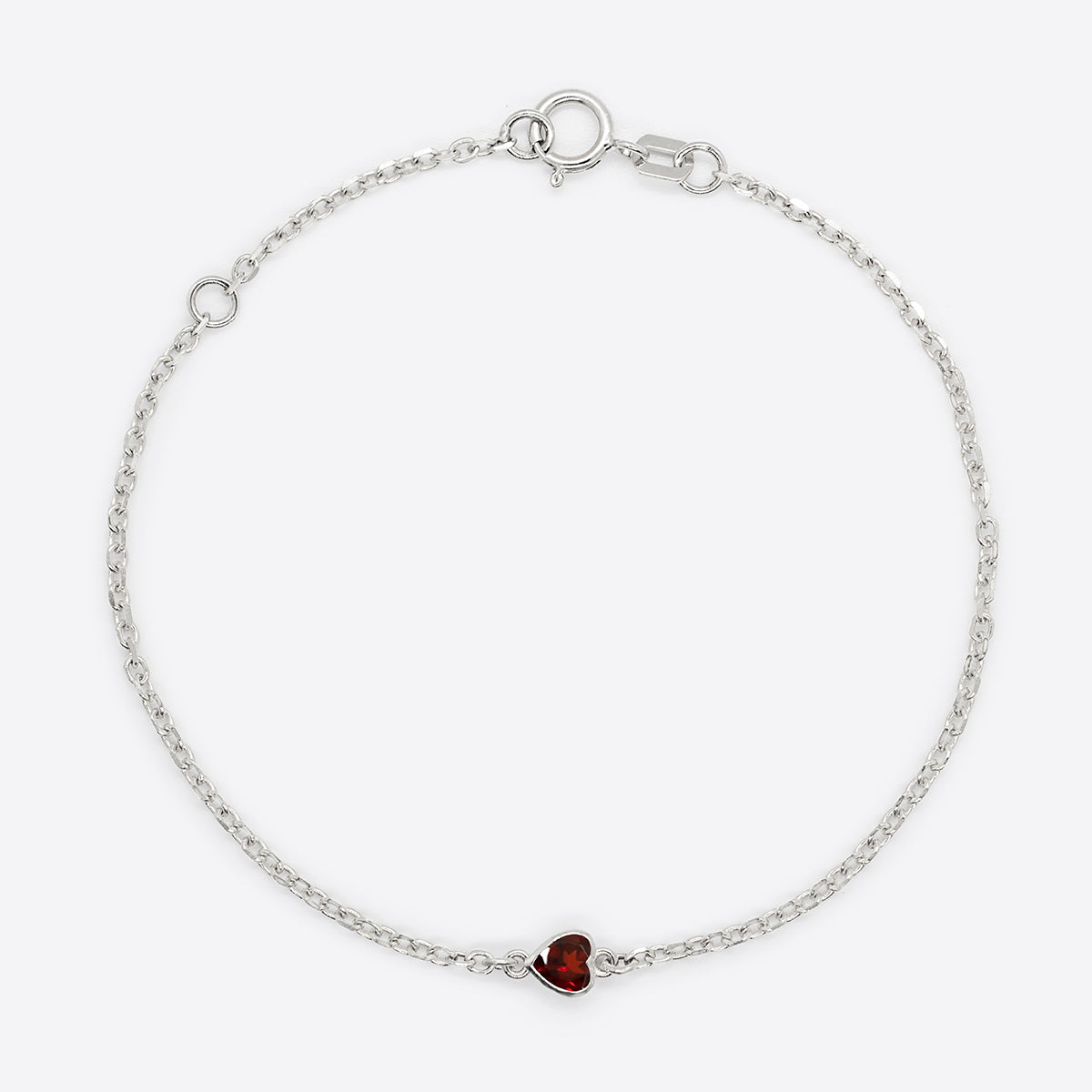 Heart Birthstone Bezel-Set White Gold Bracelet