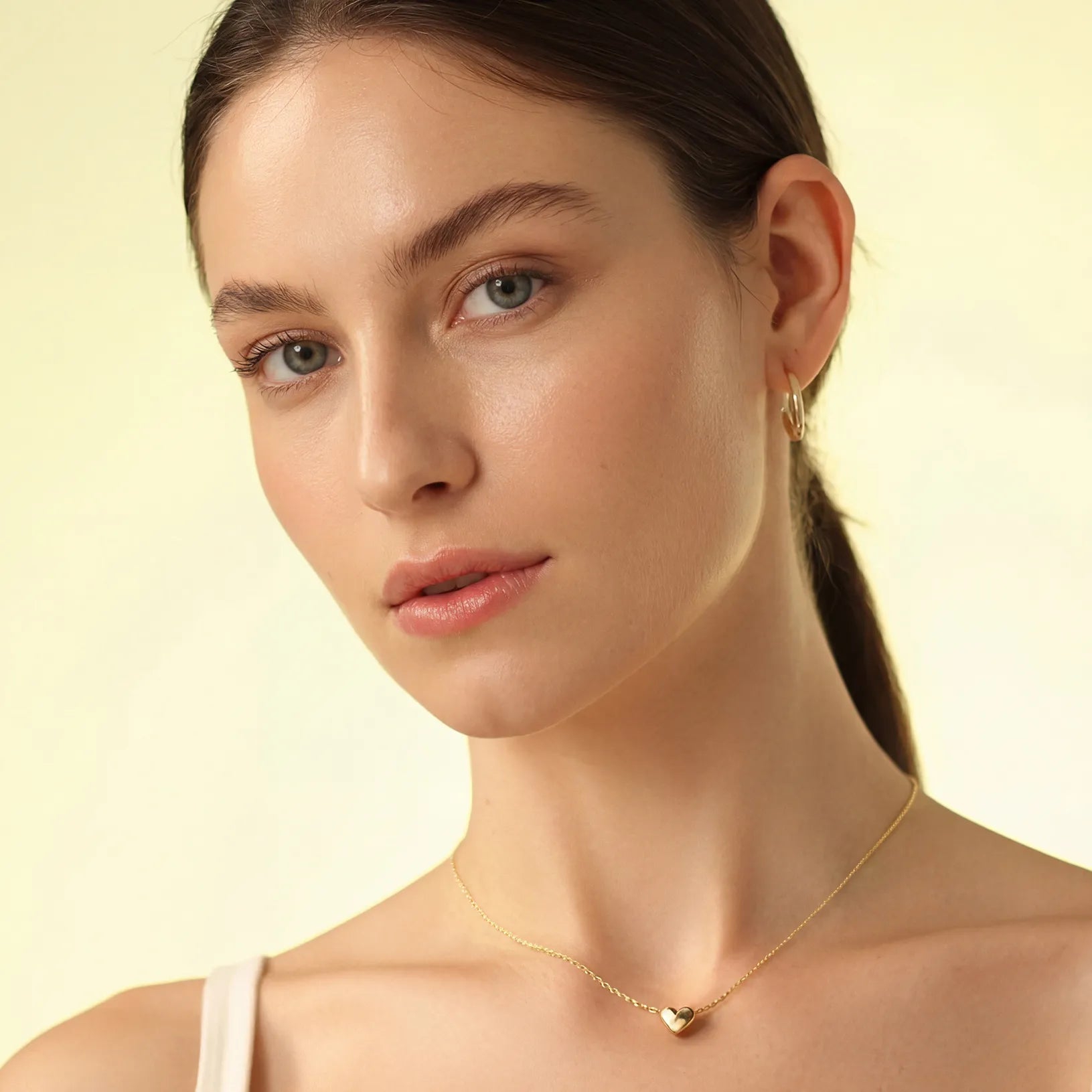 Gold Puffy Heart Necklace