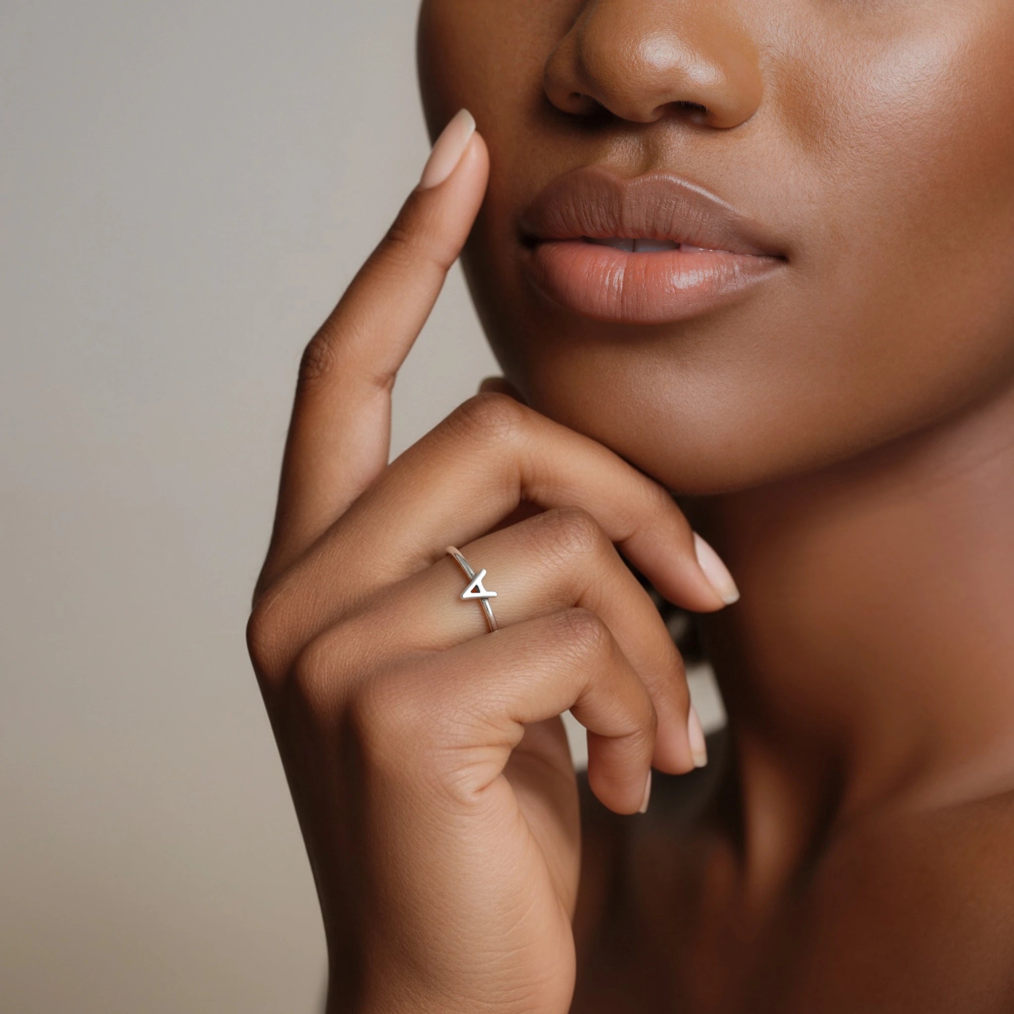 Silver Stackable Initial Ring