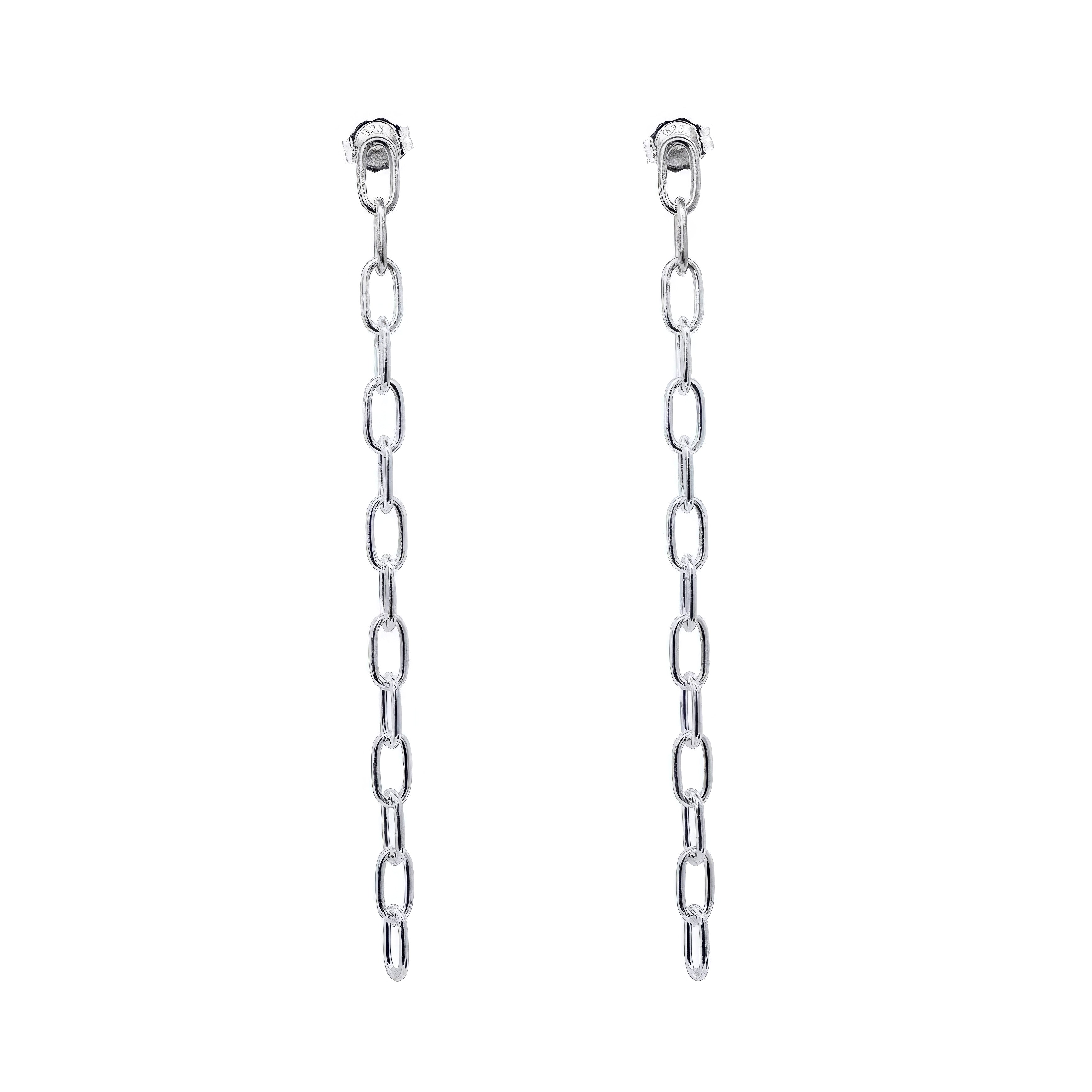 Simply Silver-Long Cable Chain Earrings