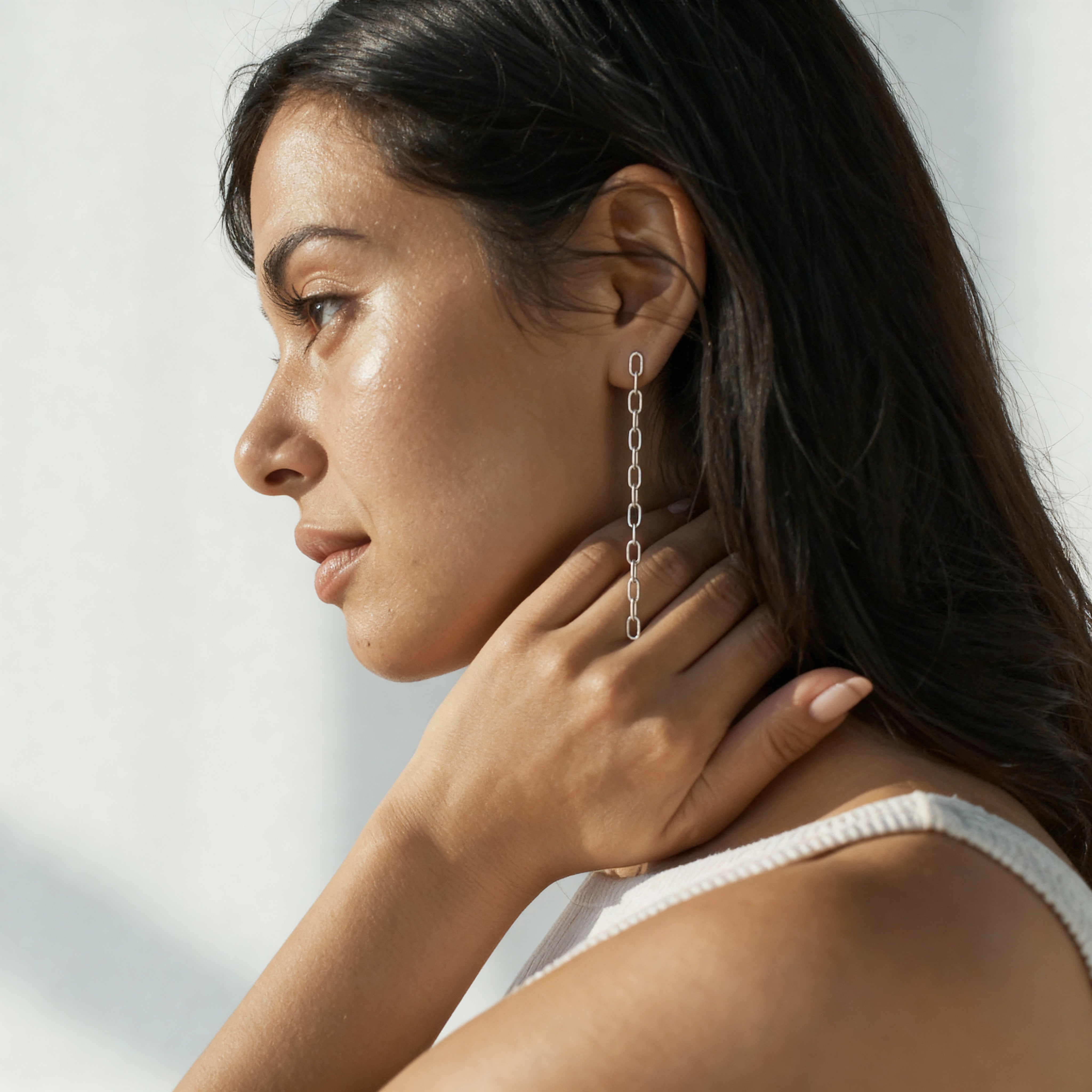 Simply Silver-Long Cable Chain Earrings