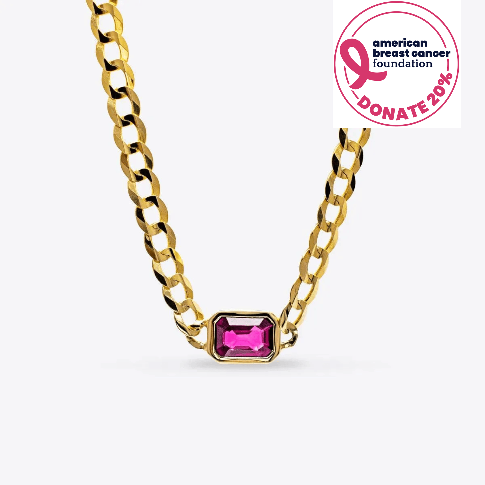 Pink Sapphire Bezel-Set Carat Curb Chain Necklace
