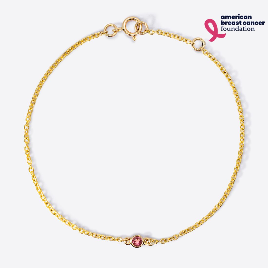 ABCF Pink Tourmaline Mini Bezel-Set Round Birthstone Bracelet