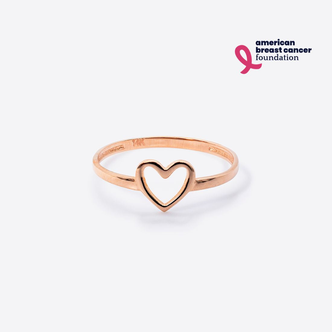 ABCF Rose Gold Open Heart Ring