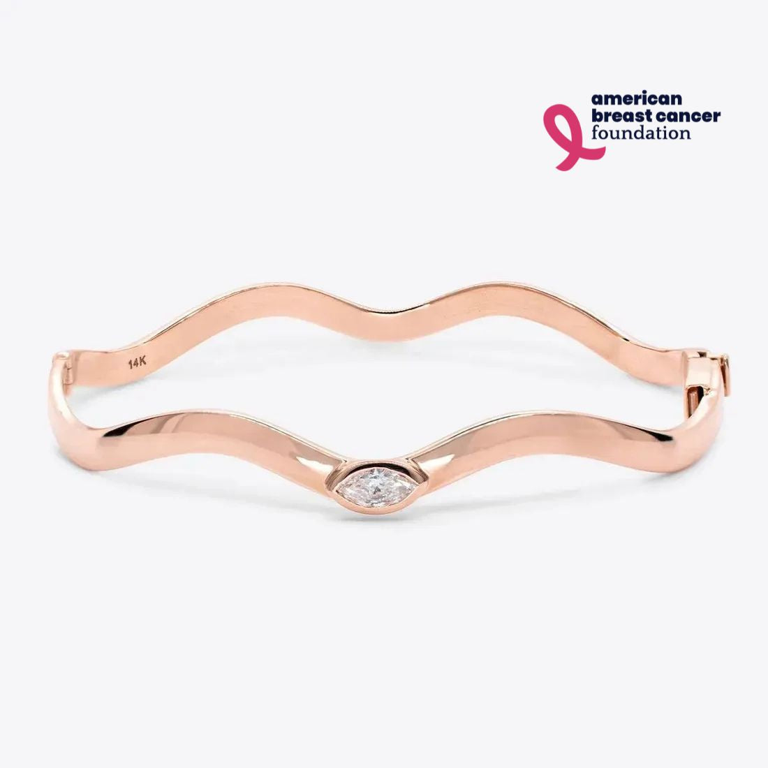 ABCF Rose Gold Taylor Marquise Diamond Wave Bangle