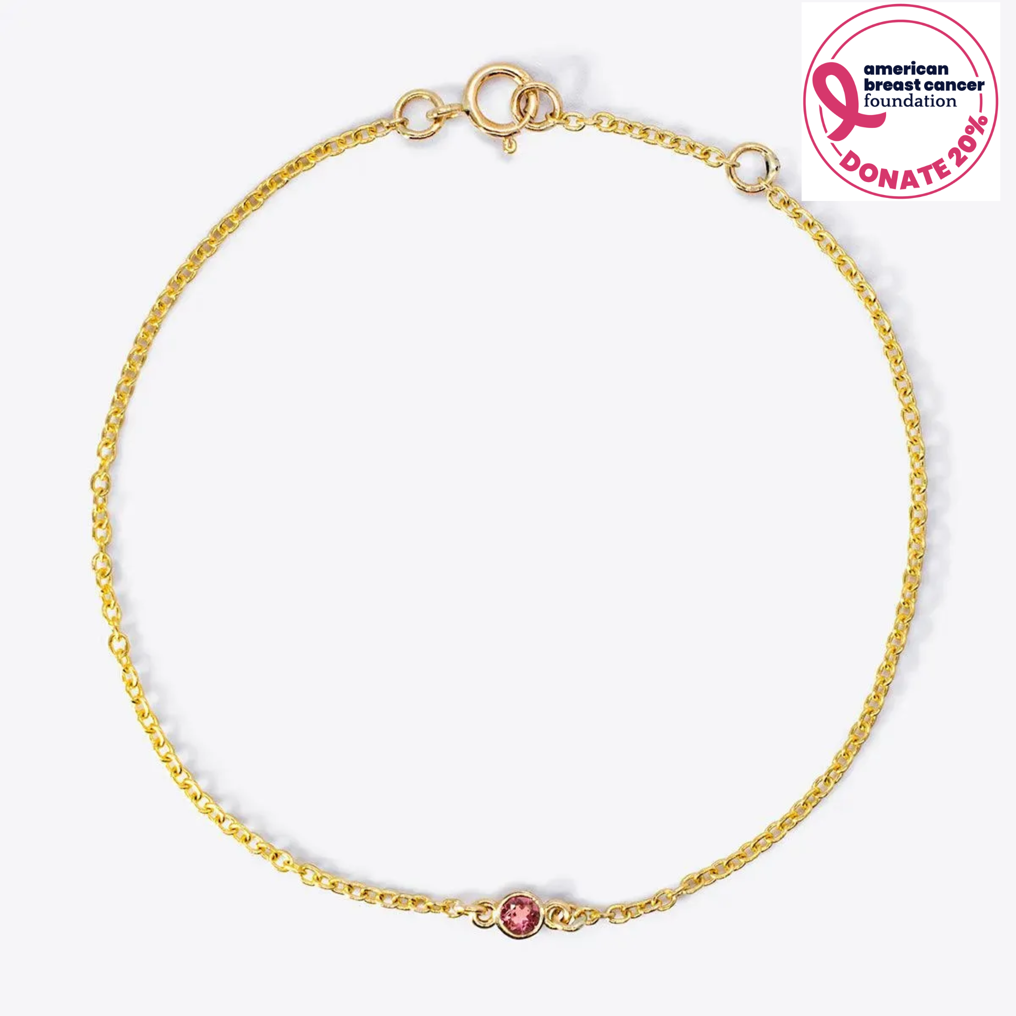 Pink Tourmaline Mini Bezel-Set Round Birthstone Bracelet